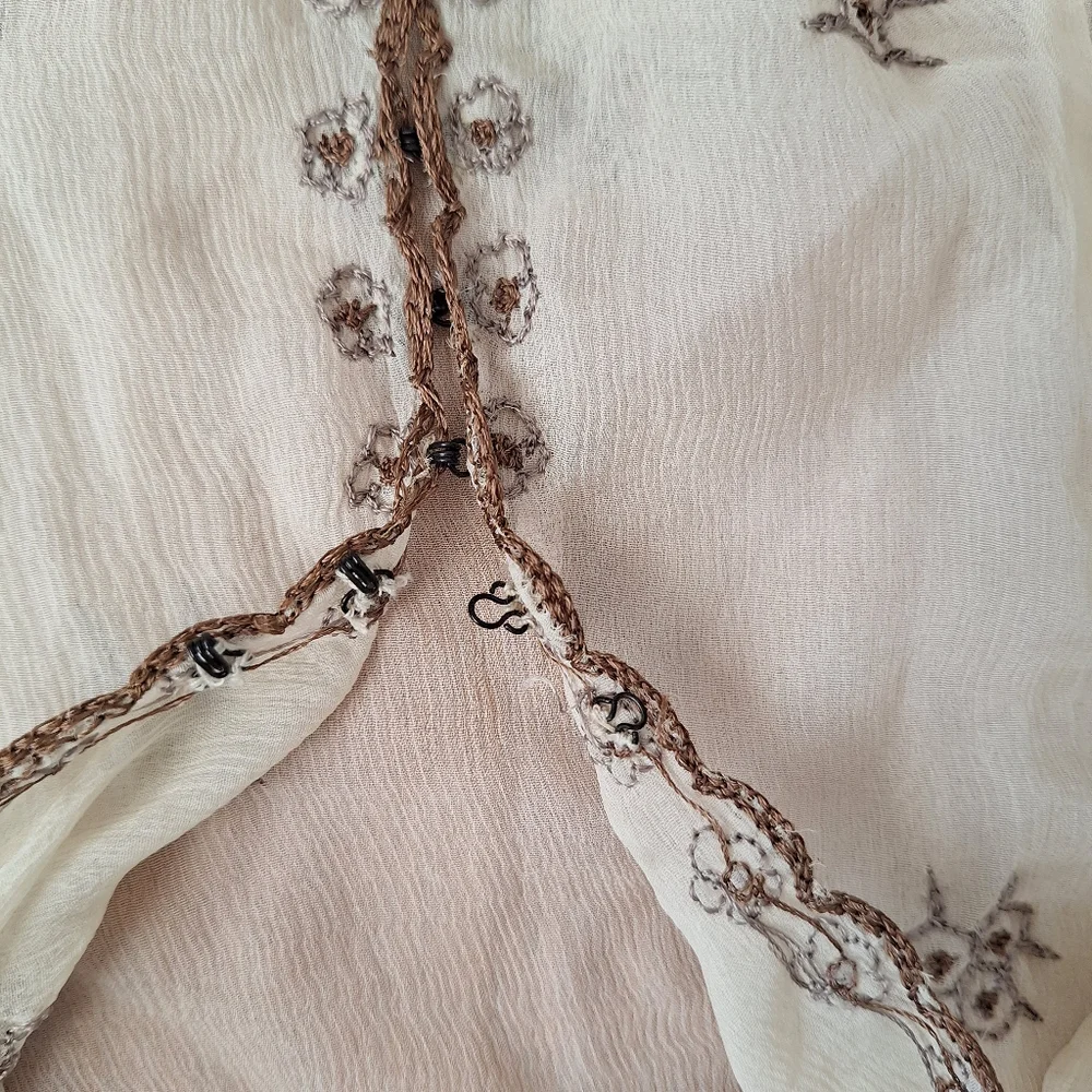 Laundry Sheer Silk Top Kimono Flare Sleeve Castlecore Victorian Renfair Folk XS - Picture 4 of 16